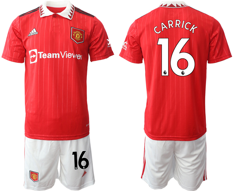 Men 2022-2023 Club Manchester United home Red #16 Adidas Soccer Jersey->manchester united jersey->Soccer Club Jersey